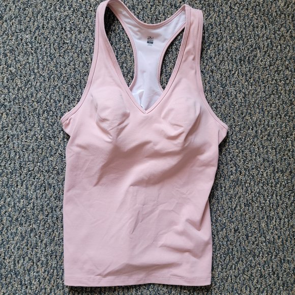 VICTORIAS SECRET Tank Pink VSX Sport w Underwire Workout Top V Neck Size Large - Picture 8 of 14